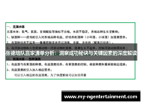 张德培队赢家清单分析：洞察成功秘诀与关键因素的深度解读